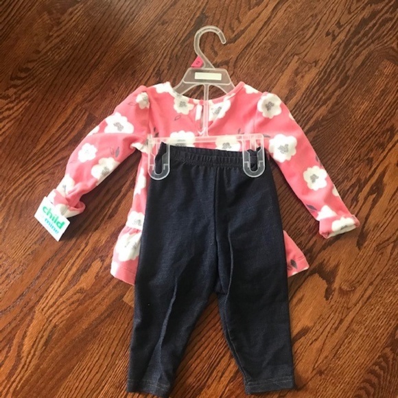 Baby Girl Child of Mine by Carter's Floral Fleece Top/Leggings Outfit Set 18 mo - Picture 6 of 6